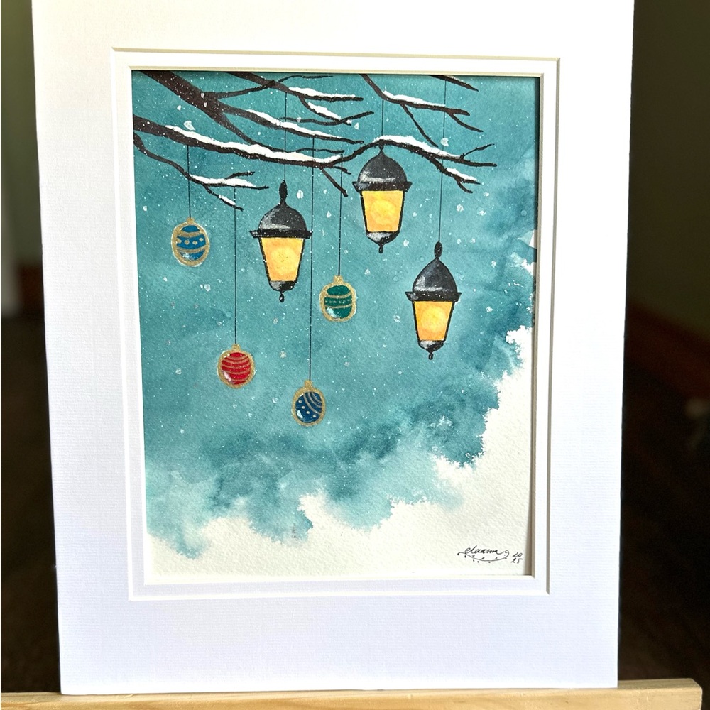 🎉SALE! Hand-Made New Watercolor Art Lanters in Snow - Picture 2 of 7